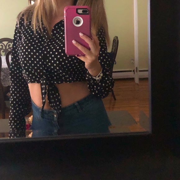 Vintage Polka Dot Tie Front Shirt - Picture 4 of 4